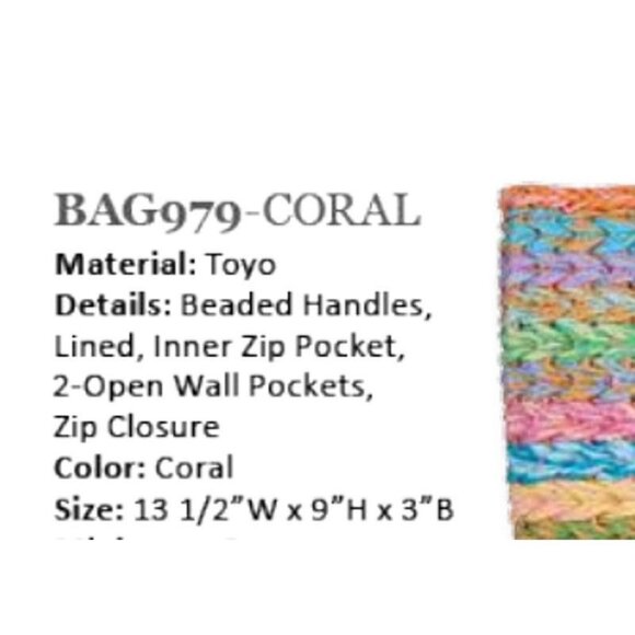 Cappelli Rainbow Jeweled Woven Handbag With Beaded Double Handle - Picture 12 of 14